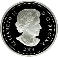 obverse of 5 Dollars - Elizabeth II - Moose (2005) coin with KM# 514 from Canada. Inscription: ELIZABETH II D · G · REGINA 2004