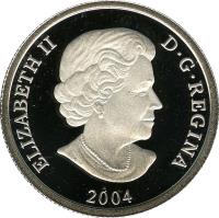 obverse of 150 Dollars - Elizabeth II - Canadian Wildlife: Grizzly bear (2004) coin with KM# 1107 from Canada. Inscription: ELIZABETH II D · G · REGINA 2004