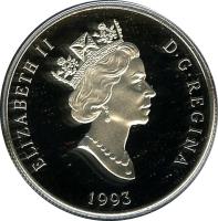 Canada coin 150 Dollars - Elizabeth II - Canadian Wildlife: Arctic fox (1993) obverse obverse of 150 Dollars - Elizabeth II - Canadian Wildlife: Arctic fox (1993) coin with KM# 242 from Canada. Inscription: ELIZABETH II D · G · REGINA 1993