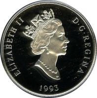 obverse of 300 Dollars - Elizabeth II - Canadian Wildlife: Arctic fox (1993) coin with KM# 243 from Canada. Inscription: ELIZABETH II D · G · REGINA 1993