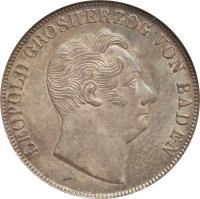 obverse of 1 Gulden - Leopold I (1845 - 1852) coin with KM# 219 from German States. Inscription: LEOPOLD GROSHERZOG VON BADEN