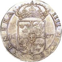 Sweden coin 4 Mark Svenska - Karl IX (1607 - 1611) reverse reverse of 4 Mark Svenska - Karl IX (1607 - 1611) coin with KM# 24 from Sweden.