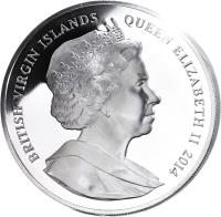 obverse of 200 Dollars - Elizabeth II - 2000th Anniversary of the death of Emperor August (2014) coin with KM# 470 from British Virgin Islands. Inscription: BRITISH VIRGIN ISLANDS QUEEN ELIZABETH II 2014 IRB