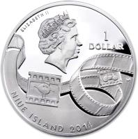 obverse of 1 Dollar - Elizabeth II - The Flintstones (2014) coin from Niue. Inscription: ELIZABETH II 1 DOLLAR NIUE ISLAND 2014