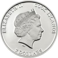 Cook Islands coin 2 Dollars - Elizabeth II - Canonization of Pope John Paul II (2014) obverse obverse of 2 Dollars - Elizabeth II - Canonization of Pope John Paul II (2014) coin from Cook Islands. Inscription: ELIZABETH II COOK ISLANDS IRB 2 DOLLARS