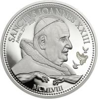 Cook Islands coin 2 Dollars - Elizabeth II - Canonization of Pope John XXIII (2014) reverse reverse of 2 Dollars - Elizabeth II - Canonization of Pope John XXIII (2014) coin from Cook Islands. Inscription: SANCTVS IOANNES XXIII APRIL 27TH 2014 MCMLVIII