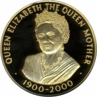 Ascension Island coin 50 Pence - Elizabeth II - 100th Anniversary of the Birth of the Queen Mother (2000) reverse reverse of 50 Pence - Elizabeth II - 100th Anniversary of the Birth of the Queen Mother (2000) coin with KM# 12b from Ascension Island. Inscription: QUEEN ELIZABETH THE QUEEN MOTHER DC · 1900-2000 ·