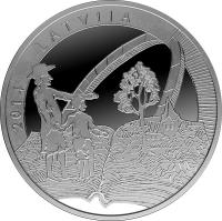 obverse of 5 Euro - 300th Anniversary of the Latvian writer G.F. Stender (2014) coin with KM# 162 from Latvia. Inscription: 2014 LATVIJA