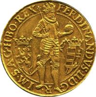 obverse of 10 Dukaten - Ferdinand II - Prague mint (1621 - 1637) coin with KM# 319 from Austria.
