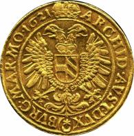 reverse of 10 Dukaten - Ferdinand II - Prague mint (1621 - 1637) coin with KM# 319 from Austria.
