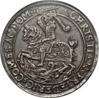 German States coin 1 Taler - Christian Friedrich (1653 - 1665) obverse obverse of 1 Taler - Christian Friedrich (1653 - 1665) coin with KM# 222 from German States. Inscription: . CHRISTIAN9FRIEDERIC9COMES.AC.DOM