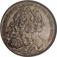 obverse of 1 Riksdaler - Fredrik I / Ulrika Eleonora (1731) coin with KM# 418 from Sweden. Inscription: FRIDERICVS · ET · VLR · ELEON · D · G · REX ET REG · SVECIÆ ·