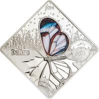Palau coin 10 Dollars - Greta Oto: Glasswinged butterfly (2014) obverse obverse of 10 Dollars - Greta Oto: Glasswinged butterfly (2014) coin with KM# 480 from Palau. Inscription: 2014 TEN DOLLARS REPUBLIC OF PALAU RAINBOW'S END