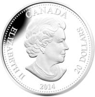 Canada coin 20 Dollars - Elizabeth II - 75th Anniversary of the Royal Winnipeg Ballet (2014) obverse obverse of 20 Dollars - Elizabeth II - 75th Anniversary of the Royal Winnipeg Ballet (2014) coin with KM# 1685 from Canada. Inscription: CANADA SB ELIZABETH II 2014 20 DOLLARS