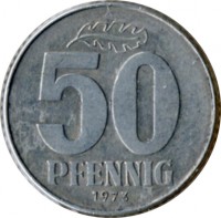Germany coin 50 Pfennig (1958 - 1990) reverse reverse of 50 Pfennig (1958 - 1990) coin with KM# 12 from Germany. Inscription: 50 PFENNIG 1972
