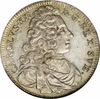 Sweden coin 4 Mark - Karl XII (1697 - 1705) obverse obverse of 4 Mark - Karl XII (1697 - 1705) coin with KM# 315 from Sweden. Inscription: CAROLVS · XII · D · G · REX · SVE ·
