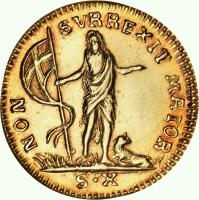Order of Malta coin 10 Scudi - Emmanuel Pinto (1756 - 1761) reverse reverse of 10 Scudi - Emmanuel Pinto (1756 - 1761) coin with KM# 255 from Order of Malta. Inscription: NON SVRREXIT MAIOR S X