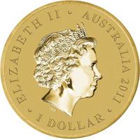 obverse of 1 Dollar - Elizabeth II - Bush Babies: Koala - 4'th Portrait (2011) coin with KM# 1572 from Australia. Inscription: ELIZABETH II · AUSTRALIA 2011 · 1 DOLLAR · IRB