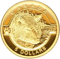 reverse of 5 Dollars - Elizabeth II - O Canada: Wolf (2013) coin with KM# 1454 from Canada. Inscription: CANADA 2013 5 DOLLARS