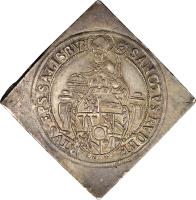 reverse of 1/2 Speciestaler - Wolf Dietrich von Raitenau (1587 - 1612) coin from Austrian States. Inscription: SANCTUS RVDBE RTVS EPS SALISBV