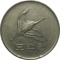 Korea coin 500 Won (1982 - 2014) obverse obverse of 500 Won (1982 - 2014) coin with KM# 27 from Korea. Inscription: 오백원