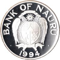 Nauru coin 10 Dollars - Elizabeth II - 1994 World Cup, United States (1994) obverse obverse of 10 Dollars - Elizabeth II - 1994 World Cup, United States (1994) coin with KM# 3 from Nauru. Inscription: BANK OF NAURU 1994