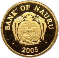 Nauru coin 10 Dollars - Elizabeth II - National Museum in Nuremburg (2005) obverse obverse of 10 Dollars - Elizabeth II - National Museum in Nuremburg (2005) coin with KM# 25 from Nauru. Inscription: BANK OF NAURU · 2005 ·