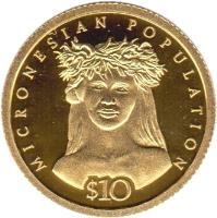 Nauru coin 10 Dollars - Elizabeth II - Micronesian Population (2007) reverse reverse of 10 Dollars - Elizabeth II - Micronesian Population (2007) coin with KM# 76 from Nauru. Inscription: MICRONESIAN POPULATION $10