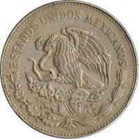 obverse of 20 Pesos (1980 - 1984) coin with KM# 486 from Mexico. Inscription: ESTADOS UNIDOS MEXICANOS