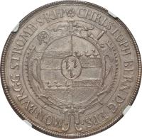 German States coin 1 Taler - Christoph Bernhard von Galen (1652 - 1654) reverse reverse of 1 Taler - Christoph Bernhard von Galen (1652 - 1654) coin with KM# 62 from German States. Inscription: CHROSTOPH.BERN.D:G.EPS. / MON.BVRGG.STROMB.S.R.I.P