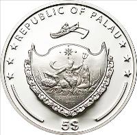 Palau coin 5 Dollars - Christmas (2010) obverse obverse of 5 Dollars - Christmas (2010) coin with KM# 306 from Palau. Inscription: * * *REPUBLIC OF PALAU* * * 5$