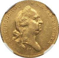 German States coin 1 Dukat - Karl Theodor (1778 - 1793) obverse obverse of 1 Dukat - Karl Theodor (1778 - 1793) coin with KM# 568 from German States. Inscription: CAR.THEODOTR.BAV.DVX.