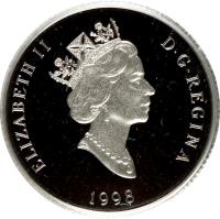 Canada coin 30 Dollars - Elizabeth II - Canadian Wildlife: Grey Wolf (1998) obverse obverse of 30 Dollars - Elizabeth II - Canadian Wildlife: Grey Wolf (1998) coin with KM# 322 from Canada. Inscription: ELIZABETH II D · G · REGINA 1998