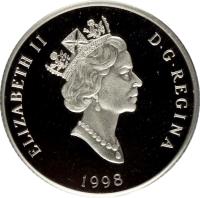 Canada coin 75 Dollars - Elizabeth II - Canadian Wildlife: Grey Wolf (1998) obverse obverse of 75 Dollars - Elizabeth II - Canadian Wildlife: Grey Wolf (1998) coin with KM# 323 from Canada. Inscription: ELIZABETH II D · G · REGINA 1998
