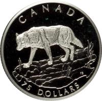 Canada coin 75 Dollars - Elizabeth II - Canadian Wildlife: Grey Wolf (1998) reverse reverse of 75 Dollars - Elizabeth II - Canadian Wildlife: Grey Wolf (1998) coin with KM# 323 from Canada. Inscription: CANADA 75 DOLLARS KB