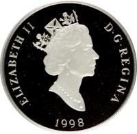 obverse of 300 Dollars - Elizabeth II - Canadian Wildlife: Grey Wolf (1998) coin with KM# 325 from Canada. Inscription: ELIZABETH II D · G · REGINA 1998