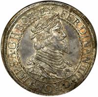 obverse of 1 Taler - Ferdinand III - Graz Mint (1638) coin with KM# 857 from Austria.