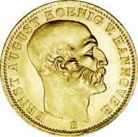 German States coin 5 Taler - Ernst August (1849 - 1851) obverse obverse of 5 Taler - Ernst August (1849 - 1851) coin with KM# 210 from German States. Inscription: ERNST AUGUST KOENIG V. HANNOVER B