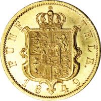 German States coin 5 Taler - Ernst August (1849 - 1851) reverse reverse of 5 Taler - Ernst August (1849 - 1851) coin with KM# 210 from German States. Inscription: FUNF THLR. 1849