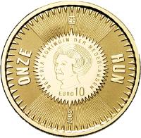 obverse of 10 Euro - Beatrix - 400th Anniversary of Birth of Michel de Ruyter (2007) coin with KM# 278 from Netherlands. Inscription: ONZE HUN BEATRIX KONINGIN DER NEDERLANDEN EURO 10 2007