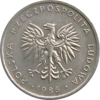 obverse of 10 Złotych (1984 - 1988) coin with Y# 152.1 from Poland. Inscription: POLSKA RZECZPOSPOLITA LUDOWA · 1986 ·