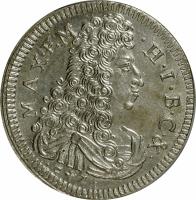 obverse of 15 Kreuzer - Maximilian II Emanuel (1692 - 1696) coin with KM# 353 from German States. Inscription: MAX.EM. -H.I.B.C.&.