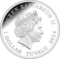 Tuvalu coin 1 Dollar - Elizabeth II - Deadly and Dangerous: Spider-Hunting Scorpion (2014) obverse obverse of 1 Dollar - Elizabeth II - Deadly and Dangerous: Spider-Hunting Scorpion (2014) coin with KM# 255 from Tuvalu. Inscription: QUEEN ELIZABETH II 1 DOLLAR TUVALU 2014