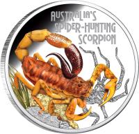 reverse of 1 Dollar - Elizabeth II - Deadly and Dangerous: Spider-Hunting Scorpion (2014) coin with KM# 255 from Tuvalu. Inscription: Australia's Spider-Hunting Scorpion 1 oz 999 SILVER