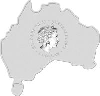 obverse of 1 Dollar - Elizabeth II - Australian Map Shaped Coin: Kookaburra (2012) coin from Australia. Inscription: ELIZABETH II · AUSTRALIA 2012 · 1 DOLLAR IRB