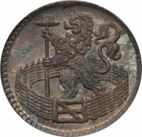 Dutch Republic coin 1 Duit (1702 - 1768) obverse obverse of 1 Duit (1702 - 1768) coin with KM# 80a from Dutch Republic.