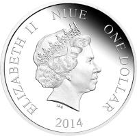 obverse of 1 Dollar - Elizabeth II - Doctor Who Monsters: Weeping Angels (2014) coin from Niue. Inscription: ELIZABETH II NIUE ONE DOLLAR 2014