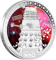 reverse of 1 Dollar - Elizabeth II - Doctor Who Monsters: Daleks (2014) coin from Niue. Inscription: DOCTOR WHO