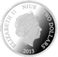 Niue coin 2 Dollars - Elizabeth II - Doctor Who (2013) obverse obverse of 2 Dollars - Elizabeth II - Doctor Who (2013) coin with KM# 994 from Niue. Inscription: ELIZABETH II NIUE TWO DOLLARS 2013