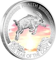 reverse of 1 Dollar - Elizabeth II - Year of the Goat: Health (2015) coin from Tuvalu. Inscription: HEALTH 2015 YEAR OF THE GOAT